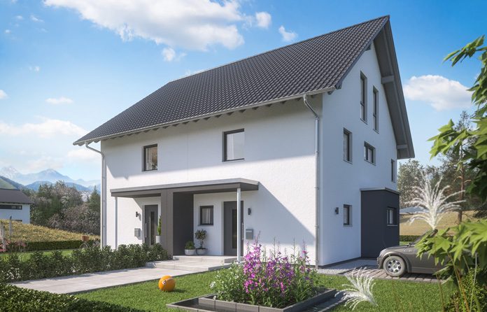 Doppelhaus in Fertigbauweise: platz- und kostensparend. (Foto: FingerHaus)